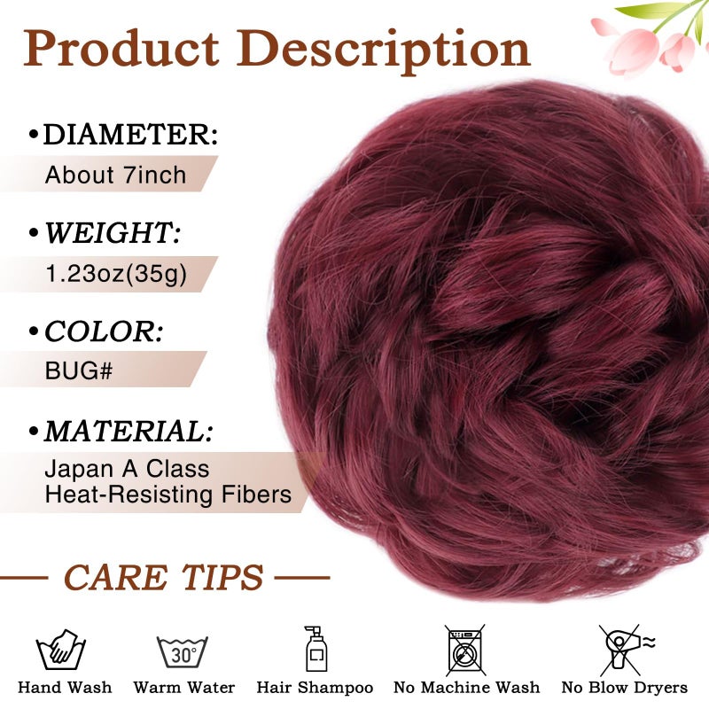 MORICA Messy Hair Bun Hair Scrunchies Extension Curly Wavy Hair Synthetic Chignon Hairpieces for Women(BUG#) - Image 2